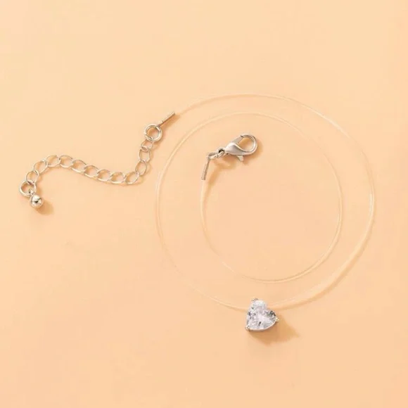 Cubic Zirconia Heart Charm Necklace - Picture 5 of 5